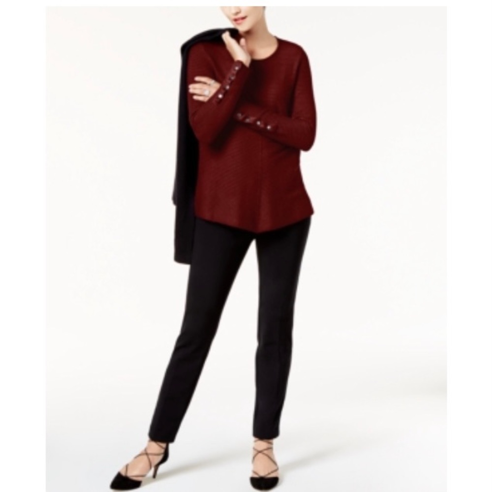 ALFANI Ribbed Snap-Detail Sweater